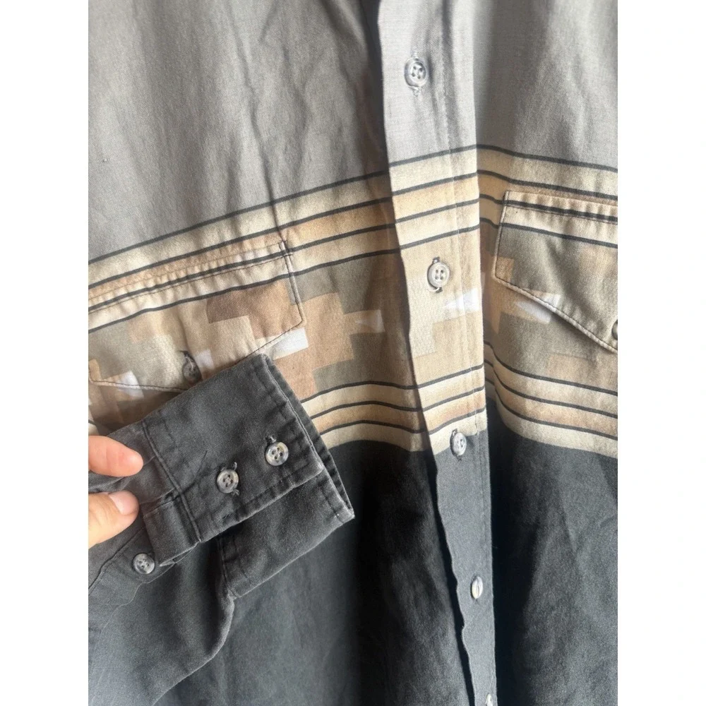 Vtg ROPER Western Cowboy Rodeo Native Ranch Shirt SW Design Large Cotton